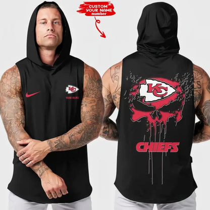 [SPECIAL OFFER] NEW CUSTOMIZED NFL01 KCC KANSAS CITY CHIEFS HOODED TANK TOP