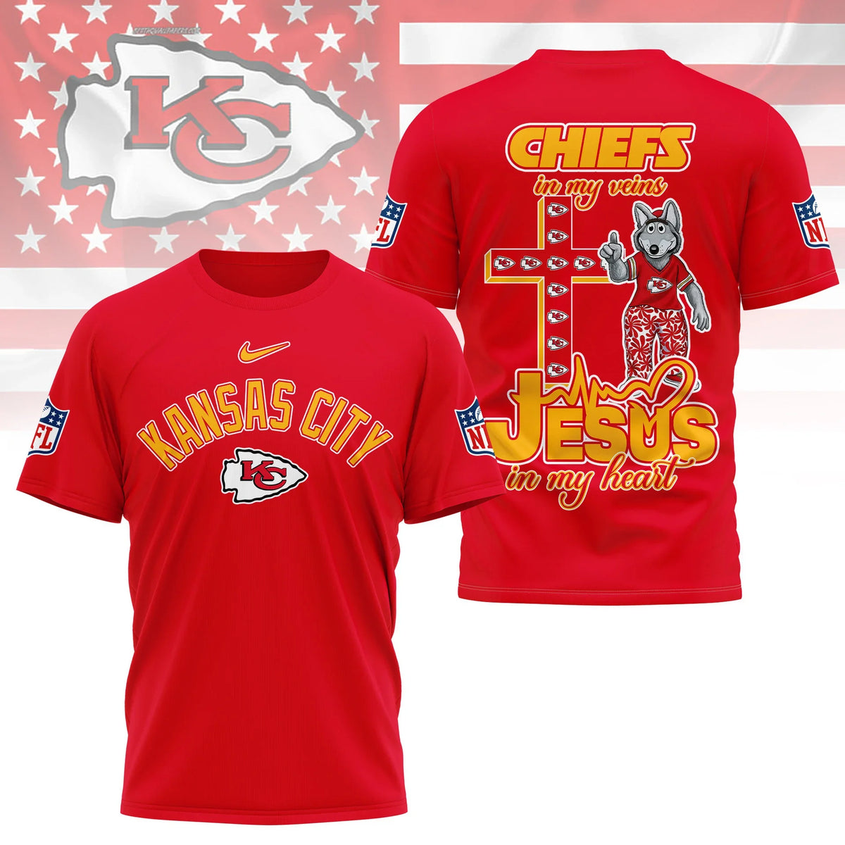 [SPECIAL OFFER] NEW CUSTOMIZED NFL01 KCC KANSAS CITY CHIEFS T-SHIRT | MULTIPLE COLORS AVAILABLE