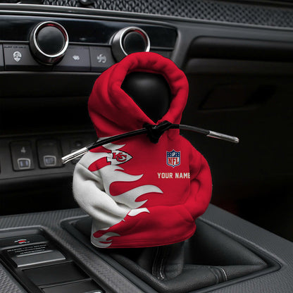 [SPECIAL OFFER] NEW CUSTOMIZED NFL01 KCC KANSAS CITY CHIEFS CAR HOODIE SHIFT KNOB COVER