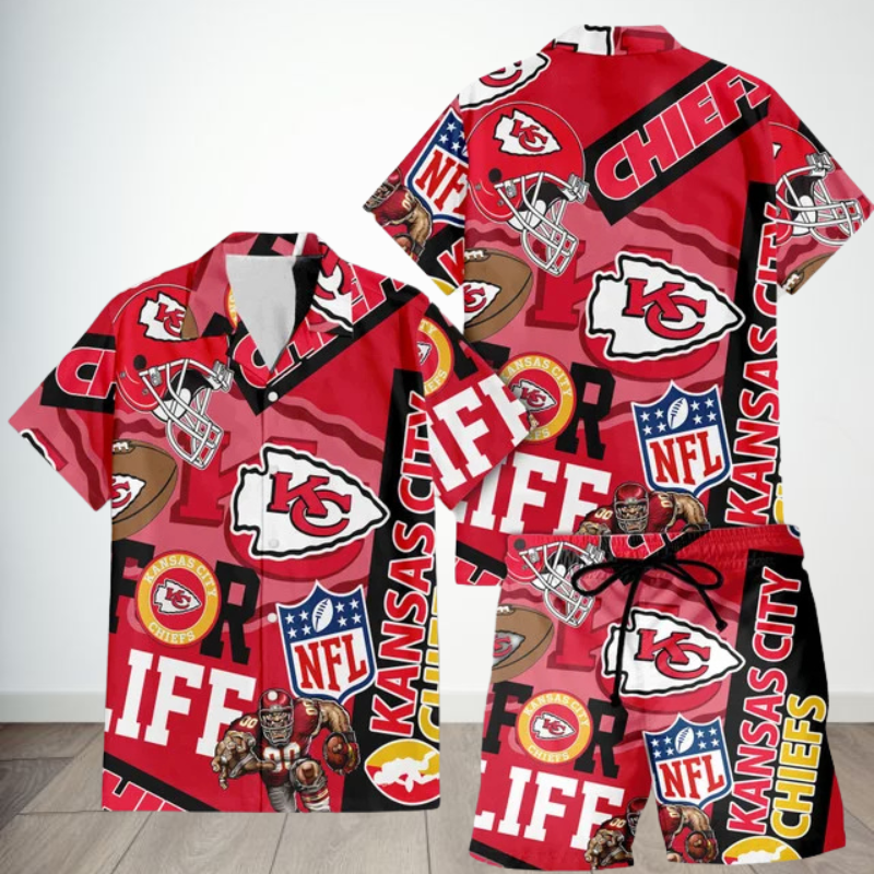 [SPECIAL OFFER] NEW CUSTOMIZED NFL01 KCC KANSAS CITY CHIEFS UNISEX HAWAIIAN SHIRT & SHORTS SET