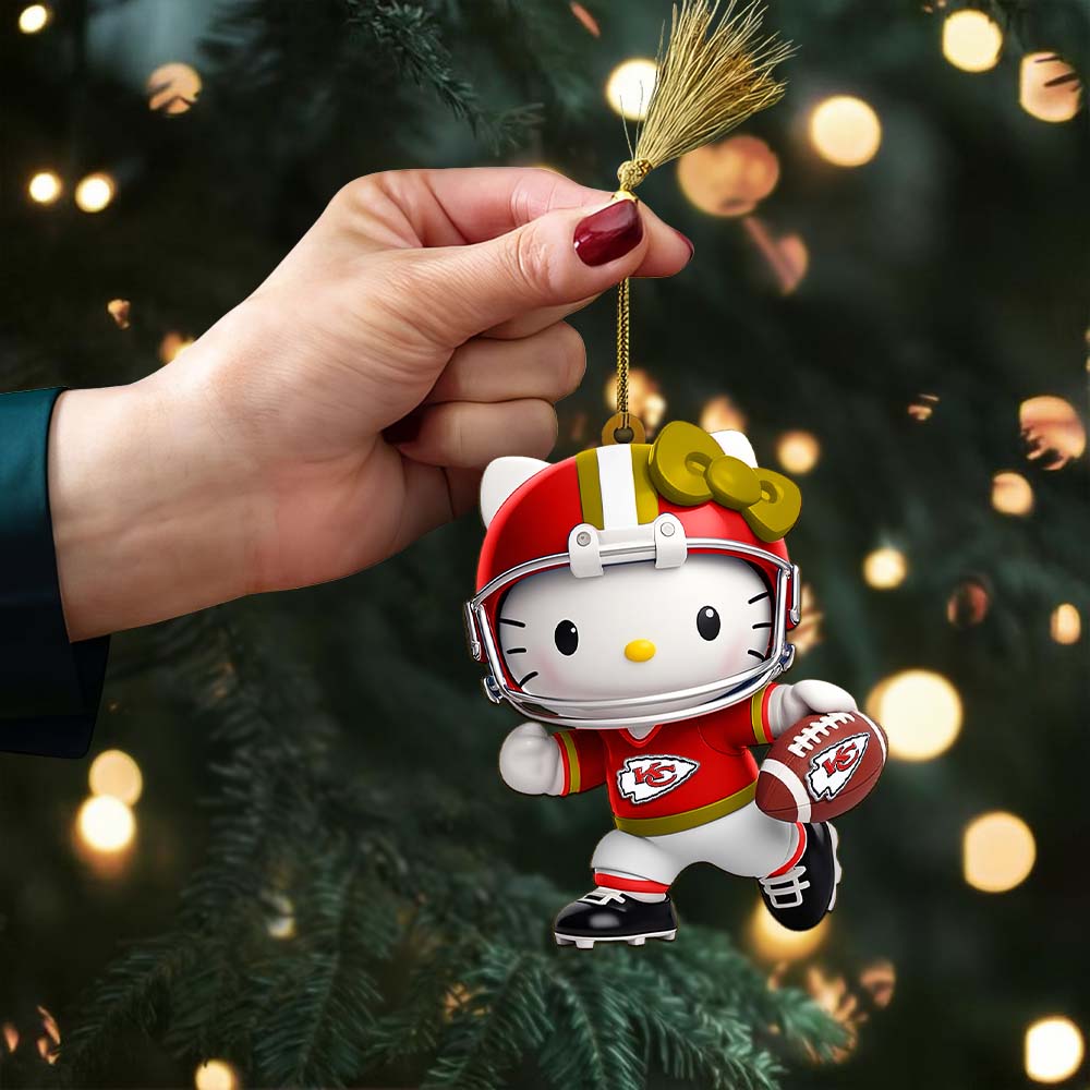 [SPECIAL OFFER] NEW CUSTOMIZED NFL01 KCC KANSAS CITY CHIEFS HELLO KITTY ACRYLIC ORNAMENT