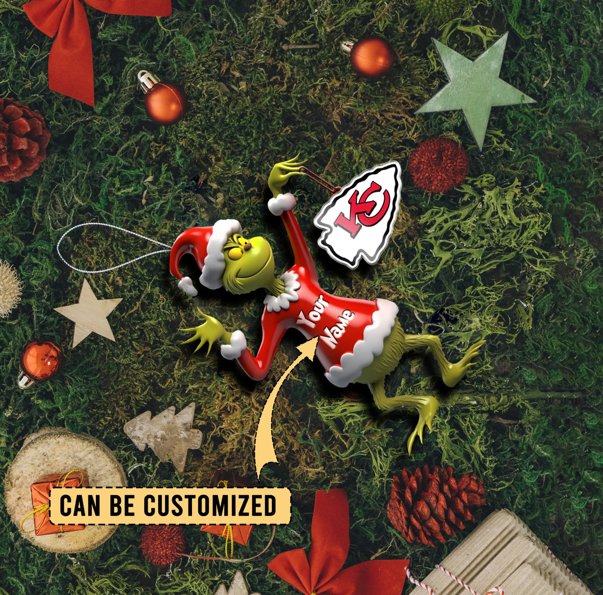 [SPECIAL OFFER] NEW CUSTOMIZED NFL01 KCC KANSAS CITY CHIEFS CHRISTMAS ACRYLIC ORNAMENT