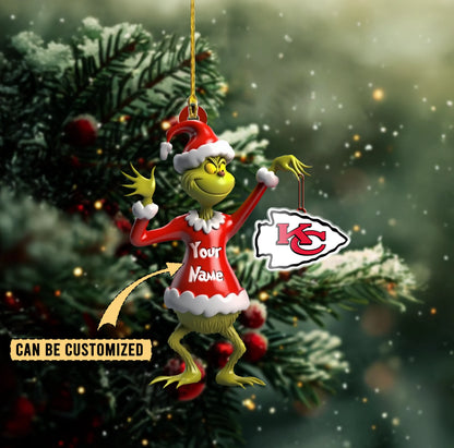 [SPECIAL OFFER] NEW CUSTOMIZED NFL01 KCC KANSAS CITY CHIEFS CHRISTMAS ACRYLIC ORNAMENT