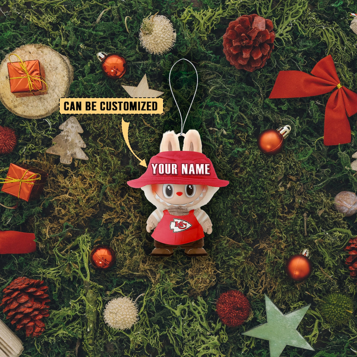 [SPECIAL OFFER] NEW CUSTOMIZED NFL01 KCC KANSAS CITY CHIEFS LABUBU CHRISTMAS ACRYLIC ORNAMENT