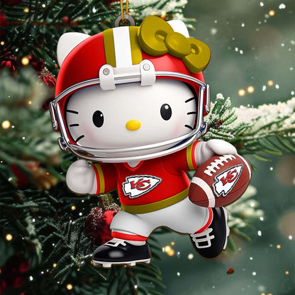[SPECIAL OFFER] NEW CUSTOMIZED NFL01 KCC KANSAS CITY CHIEFS HELLO KITTY ACRYLIC ORNAMENT