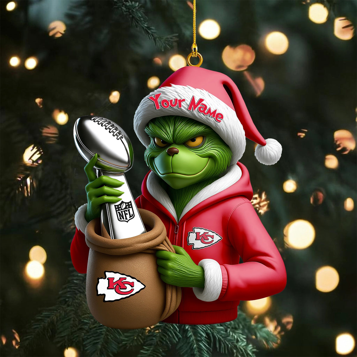 [SPECIAL OFFER] NEW CUSTOMIZED NFL01 KCC KANSAS CITY CHIEFS CHRISTMAS ACRYLIC ORNAMENT