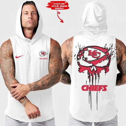 [SPECIAL OFFER] NEW CUSTOMIZED NFL01 KCC KANSAS CITY CHIEFS HOODED TANK TOP
