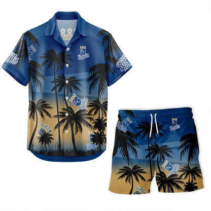 [FLASH SALE] NEW CUSTOMIZED MLB19 KCR KANSAS CITY ROYALS UNISEX HAWAIIAN SHIRT & SHORTS SET