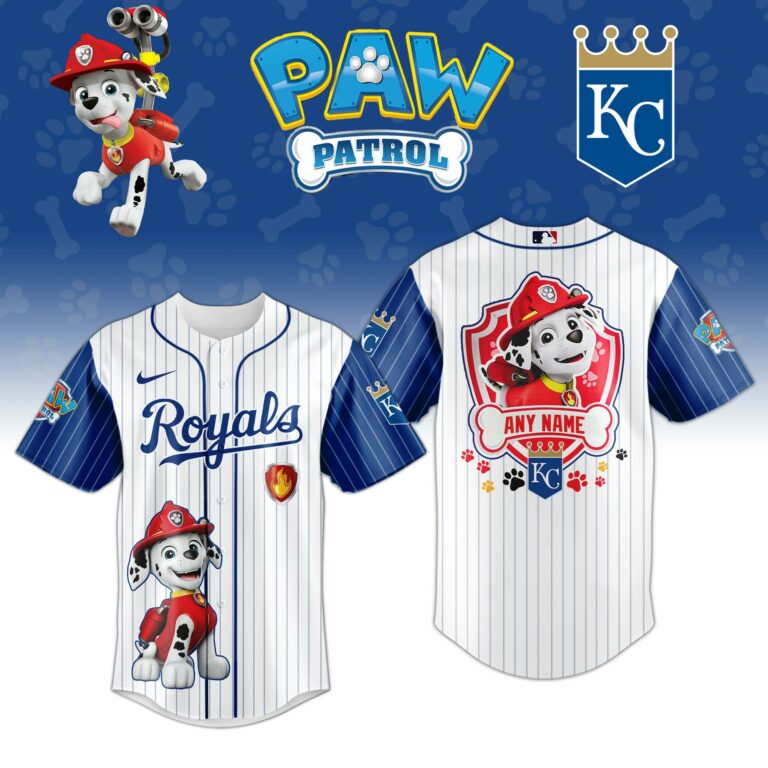 [FLASH SALE] NEW CUSTOMIZED MLB19 KCR KANSAS CITY ROYALS x PAW PATROL BASEBALL JERSEY & CAP