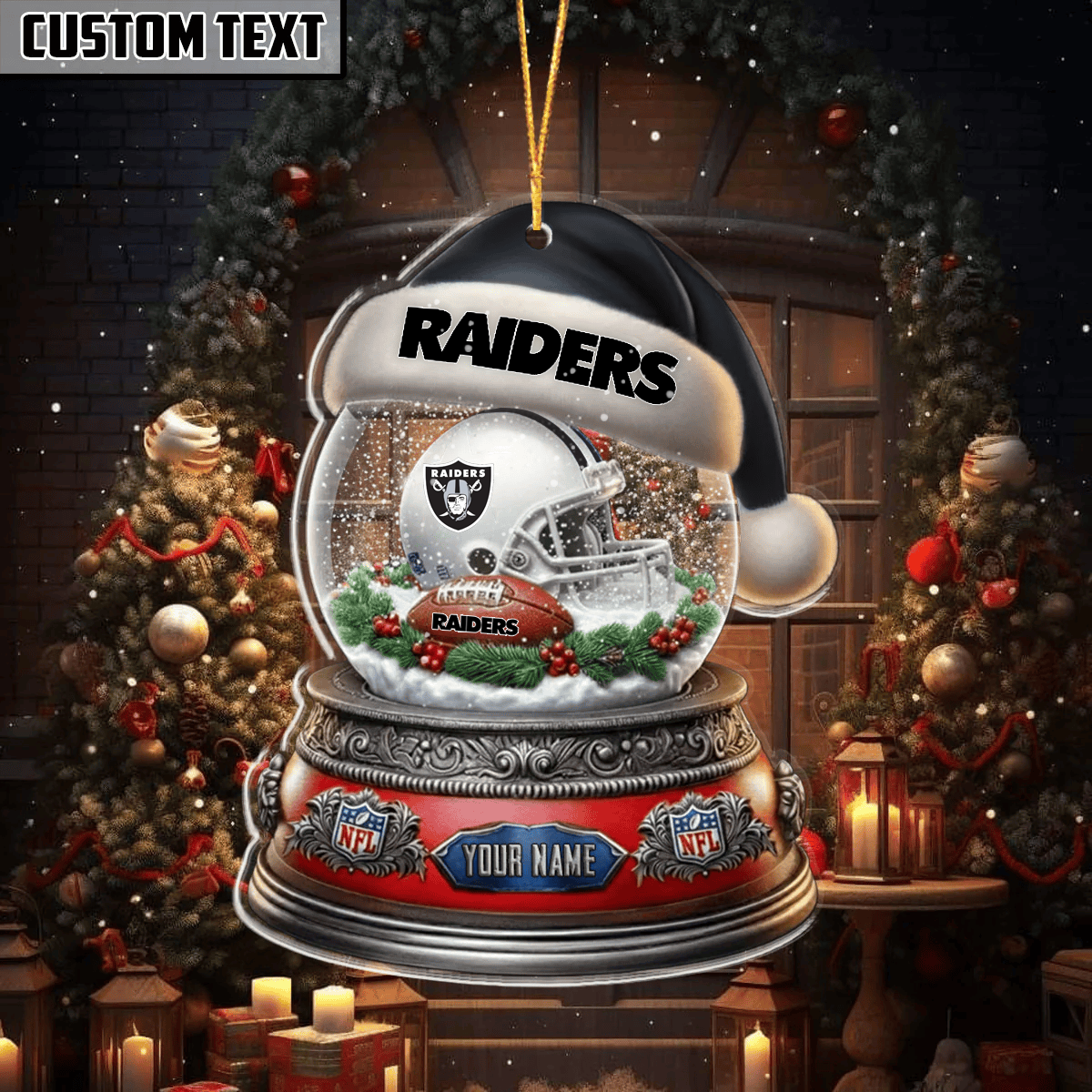 [SPECIAL OFFER] NEW CUSTOMIZED NFL07 LVR LAS VEGAS RAIDERS CHRISTMAS ACRYLIC ORNAMENT