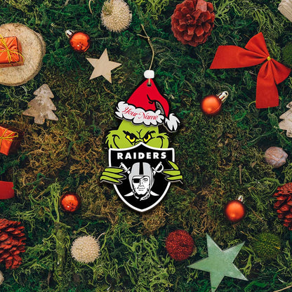 [SPECIAL OFFER] NEW CUSTOMIZED NFL07 LVR LAS VEGAS RAIDERS CHRISTMAS ACRYLIC ORNAMENT
