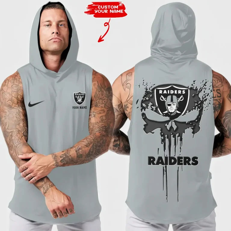[SPECIAL OFFER] NEW CUSTOMIZED NFL07 LVR LAS VEGAS RAIDERS HOODED TANK TOP