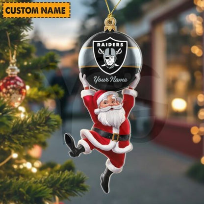 [SPECIAL OFFER] NEW CUSTOMIZED NFL07 LVR LAS VEGAS RAIDERS CHRISTMAS ACRYLIC ORNAMENT