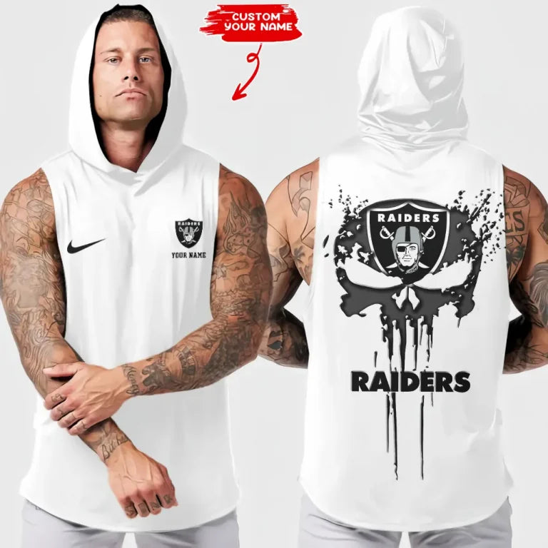 [SPECIAL OFFER] NEW CUSTOMIZED NFL07 LVR LAS VEGAS RAIDERS HOODED TANK TOP