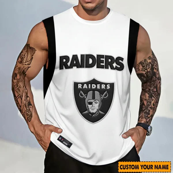 [SPECIAL OFFER] NEW CUSTOMIZED NFL07 LVR LAS VEGAS RAIDERS TANKTOP & GYM SHIRT