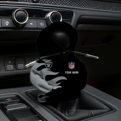 [SPECIAL OFFER] NEW CUSTOMIZED NFL07 LVR LAS VEGAS RAIDERS CAR HOODIE SHIFT KNOB COVER
