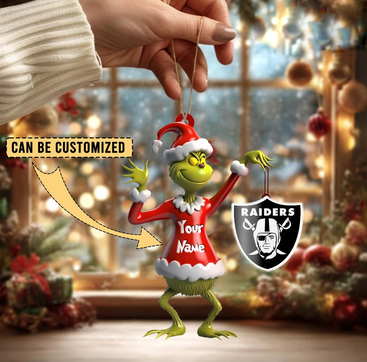 [SPECIAL OFFER] NEW CUSTOMIZED NFL07 LVR LAS VEGAS RAIDERS CHRISTMAS ACRYLIC ORNAMENT