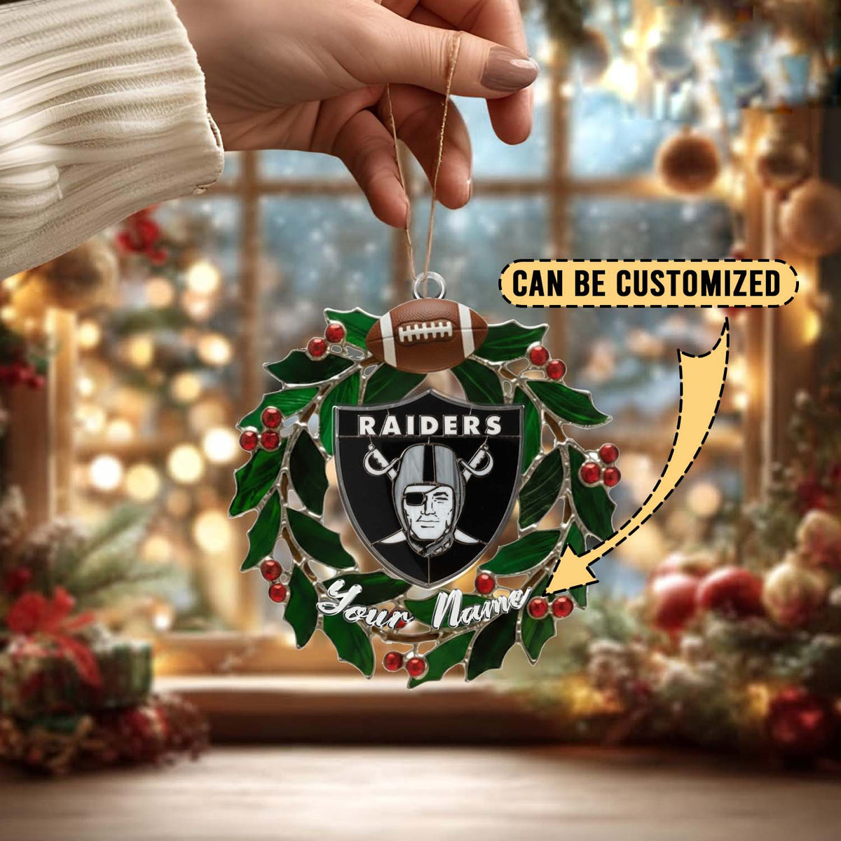 [SPECIAL OFFER] NEW CUSTOMIZED NFL07 LVR LAS VEGAS RAIDERS CHRISTMAS ACRYLIC ORNAMENT