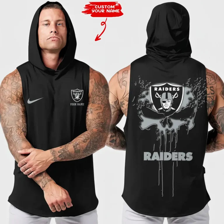 [SPECIAL OFFER] NEW CUSTOMIZED NFL07 LVR LAS VEGAS RAIDERS HOODED TANK TOP