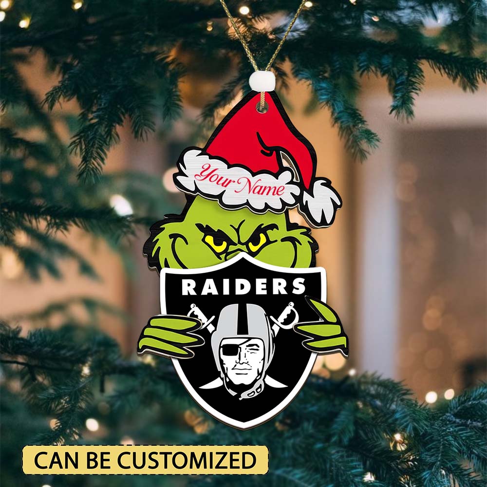 [SPECIAL OFFER] NEW CUSTOMIZED NFL07 LVR LAS VEGAS RAIDERS CHRISTMAS ACRYLIC ORNAMENT