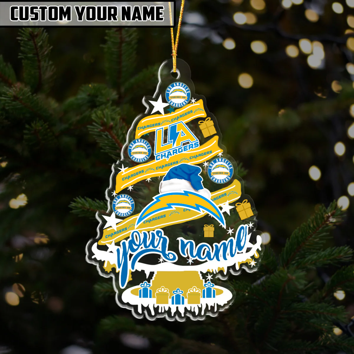 [SPECIAL OFFER] NEW CUSTOMIZED NFL09 LAC LOS ANGELES CHARGERS CHRISTMAS ACRYLIC ORNAMENT