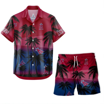 [FLASH SALE] NEW CUSTOMIZED MLB27 LAA LOS ANGELES ANGELS UNISEX HAWAIIAN SHIRT & SHORTS SET
