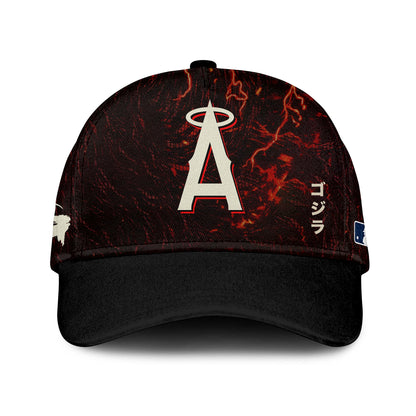 [FLASH SALE] NEW CUSTOMIZED MLB27 LAA LOS ANGELES ANGELS x GODZILLA BASEBALL JERSEY & CAP