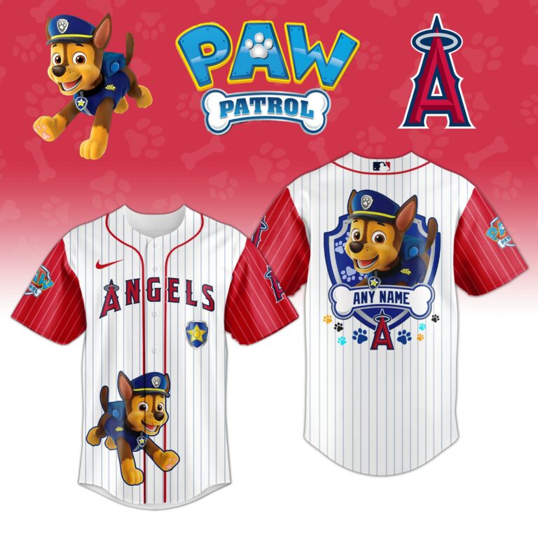 [FLASH SALE] NEW CUSTOMIZED MLB27 LAA LOS ANGELES ANGELS x PAW PATROL BASEBALL JERSEY & CAP