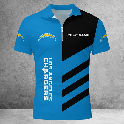 [SPECIAL OFFER] NEW CUSTOMIZED NFL09 LAC LOS ANGELES CHARGERS ZIP POLO SHIRT