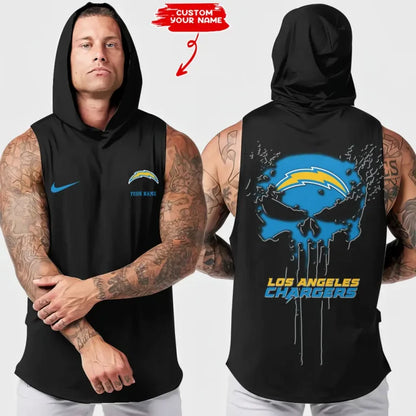 [SPECIAL OFFER] NEW CUSTOMIZED NFL09 LAC LOS ANGELES CHARGERS HOODED TANK TOP
