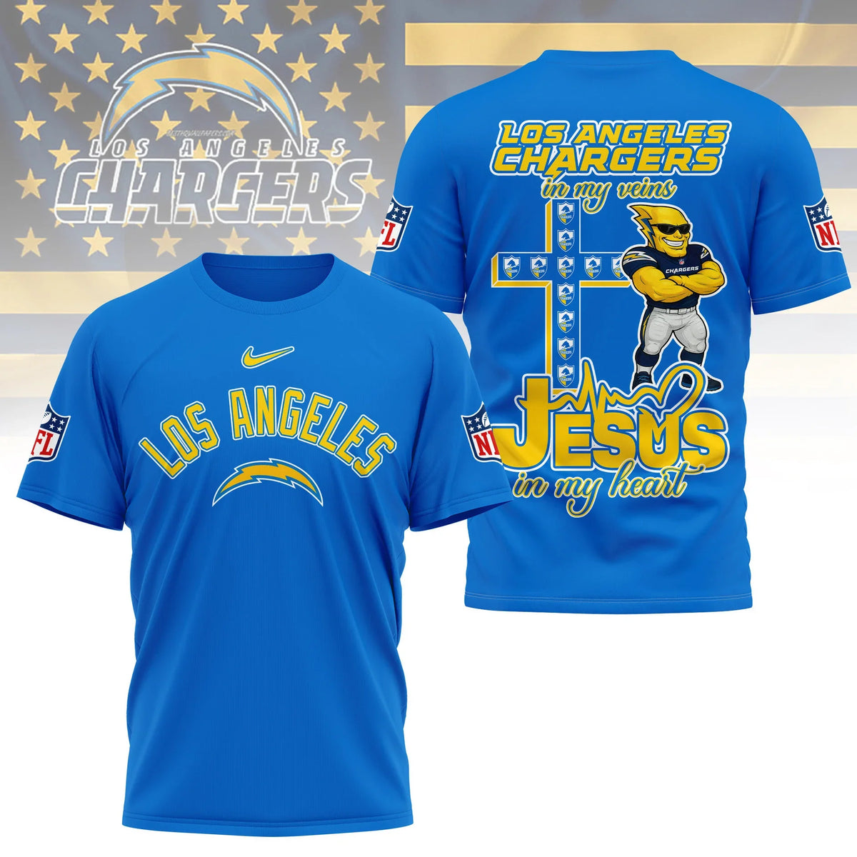 [SPECIAL OFFER] NEW CUSTOMIZED NFL09 LAC LOS ANGELES CHARGERS T-SHIRT | MULTIPLE COLORS AVAILABLE