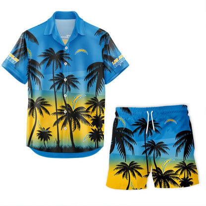 [SPECIAL OFFER] NEW CUSTOMIZED NFL09 LAC LOS ANGELES CHARGERS UNISEX HAWAIIAN SHIRT & SHORTS SET