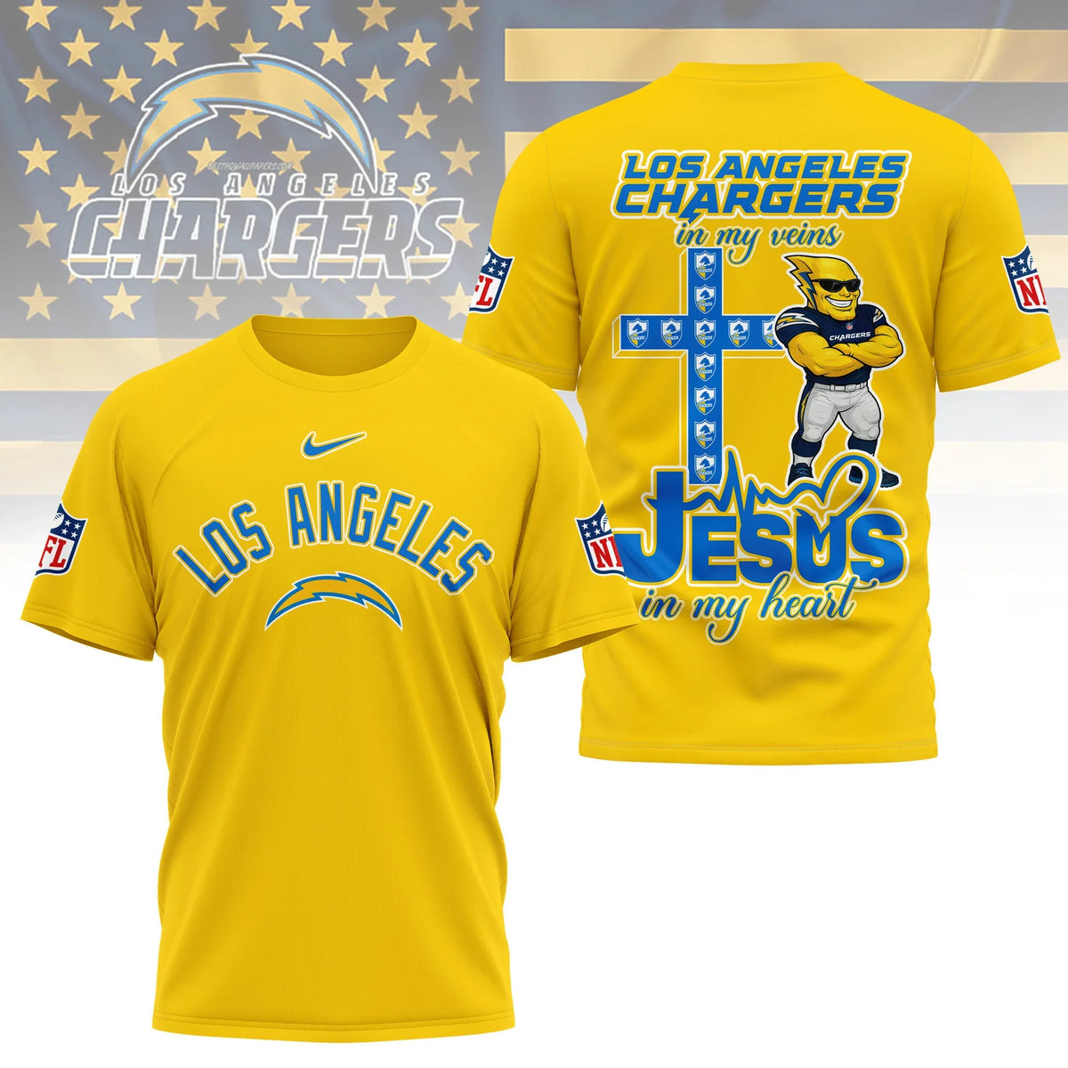 [SPECIAL OFFER] NEW CUSTOMIZED NFL09 LAC LOS ANGELES CHARGERS T-SHIRT | MULTIPLE COLORS AVAILABLE