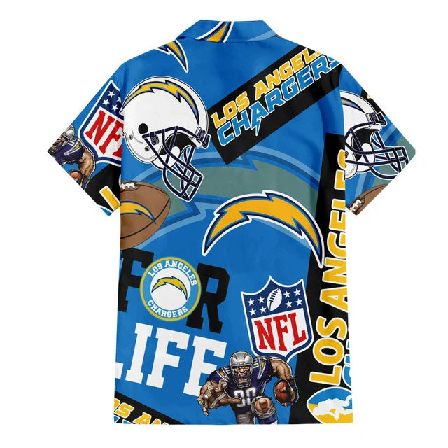 [SPECIAL OFFER] NEW CUSTOMIZED NFL09 LAC LOS ANGELES CHARGERS UNISEX HAWAIIAN SHIRT & SHORTS SET