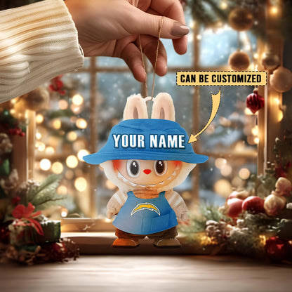 [SPECIAL OFFER] NEW CUSTOMIZED NFL09 LAC LOS ANGELES CHARGERS LABUBU CHRISTMAS ACRYLIC ORNAMENT