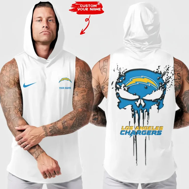 [SPECIAL OFFER] NEW CUSTOMIZED NFL09 LAC LOS ANGELES CHARGERS HOODED TANK TOP