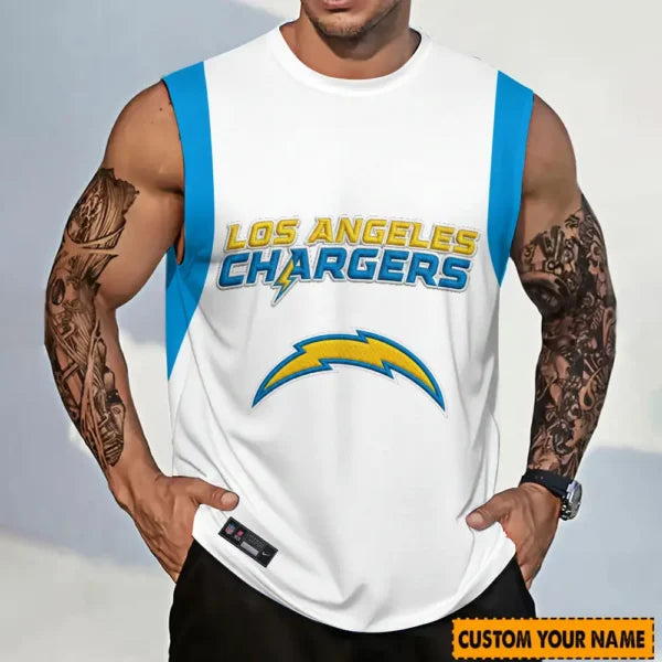 [SPECIAL OFFER] NEW CUSTOMIZED NFL09 LAC LOS ANGELES CHARGERS TANKTOP & GYM SHIRT