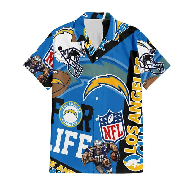 [SPECIAL OFFER] NEW CUSTOMIZED NFL09 LAC LOS ANGELES CHARGERS UNISEX HAWAIIAN SHIRT & SHORTS SET
