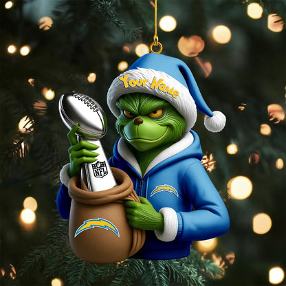[SPECIAL OFFER] NEW CUSTOMIZED NFL09 LAC LOS ANGELES CHARGERS CHRISTMAS ACRYLIC ORNAMENT