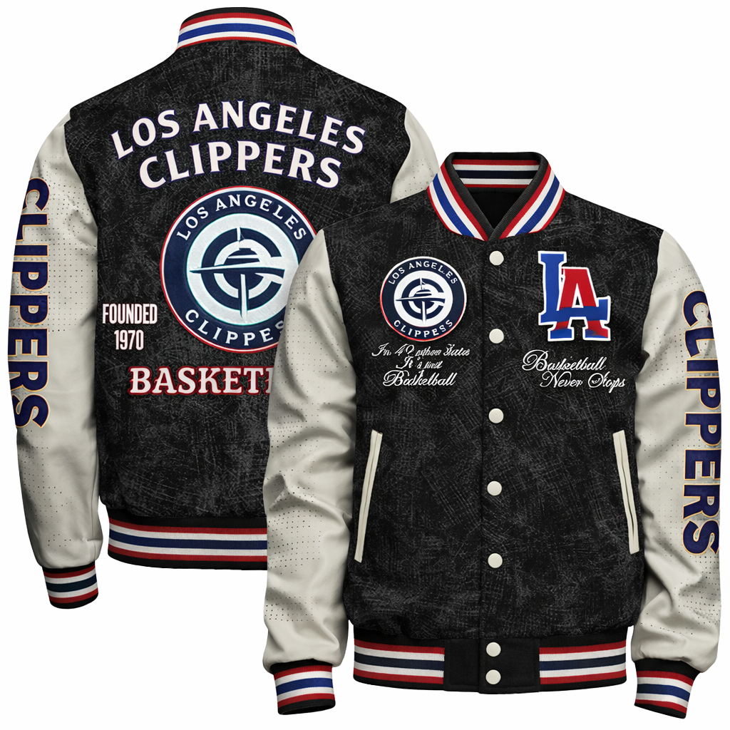 [HOT DEAL] NEW CUSTOMIZED NBA10 LCL LOS ANGELES CLIPPERS BASEBALL JACKET, SATIN VARSITY JACKET