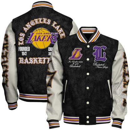 [HOT DEAL] NEW CUSTOMIZED NBA09 LLA LOS ANGELES LAKERS BASEBALL JACKET, SATIN VARSITY JACKET