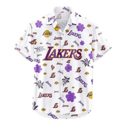 [HOT DEAL] NEW CUSTOMIZED NBA09 LLA LOS ANGELES LAKERS UNISEX HAWAIIAN SHIRT & SHORTS SET