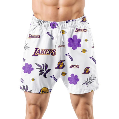[HOT DEAL] NEW CUSTOMIZED NBA09 LLA LOS ANGELES LAKERS UNISEX HAWAIIAN SHIRT & SHORTS SET