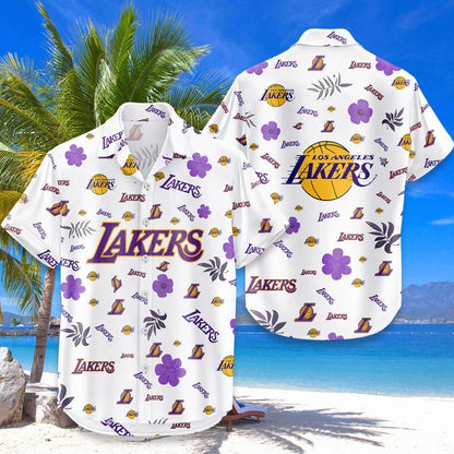 [HOT DEAL] NEW CUSTOMIZED NBA09 LLA LOS ANGELES LAKERS UNISEX HAWAIIAN SHIRT & SHORTS SET