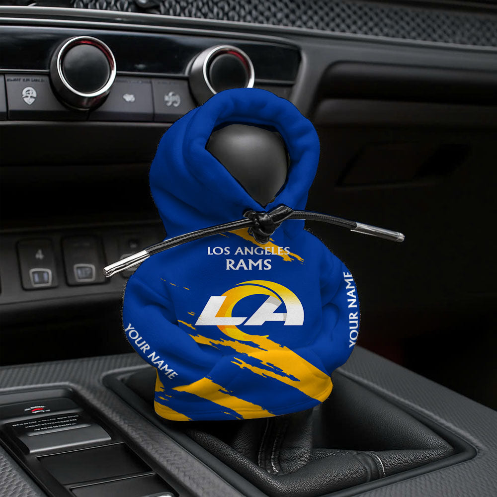 [SPECIAL OFFER] NEW CUSTOMIZED NFL22 LAR LOS ANGELES RAMS CAR HOODIE SHIFT KNOB COVER