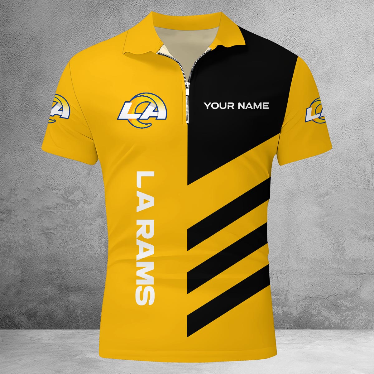 [SPECIAL OFFER] NEW CUSTOMIZED NFL22 LAR LOS ANGELES RAMS ZIP POLO SHIRT