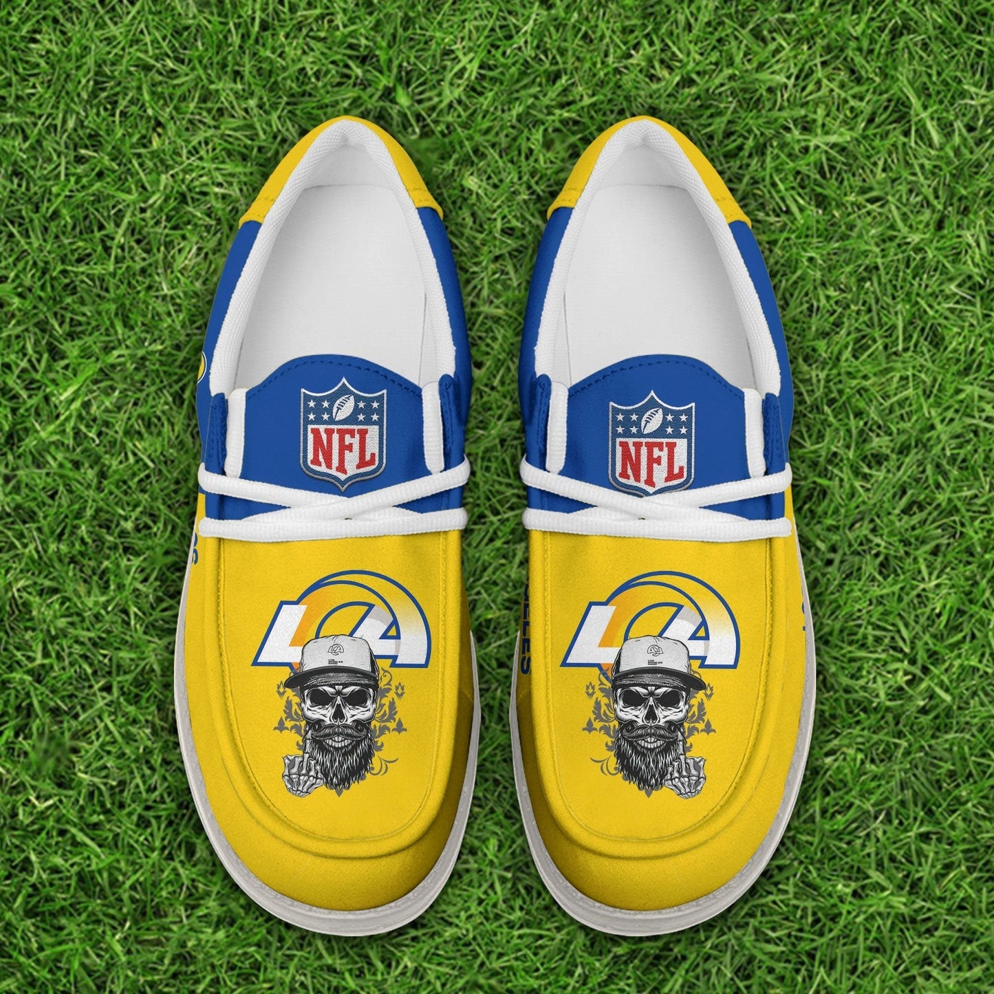 LIMITED EDITION - NEW CUSTOMIZED NFL22 LAR LOS ANGELES RAMS LOAFER SHOES