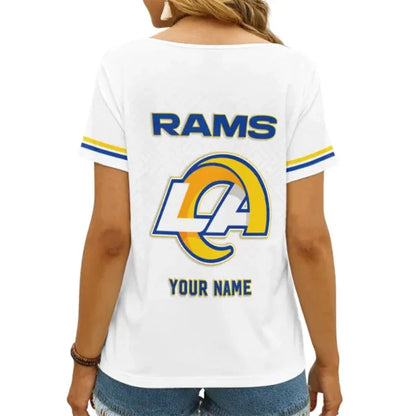 [SPECIAL OFFER] NEW CUSTOMIZED NFL22 LAR LOS ANGELES RAMS V-NECK FEMALE SHIRT