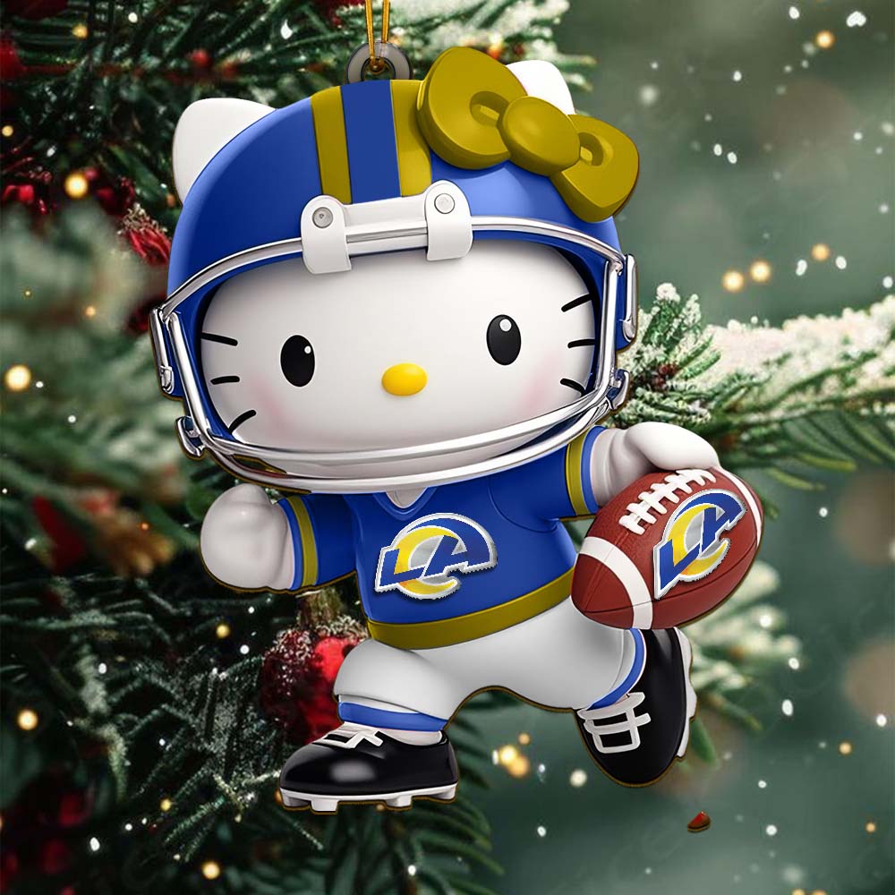 [SPECIAL OFFER] NEW CUSTOMIZED NFL22 LAR LOS ANGELES RAMS HELLO KITTY ACRYLIC ORNAMENT