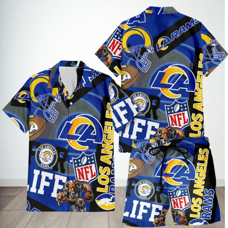 [SPECIAL OFFER] NEW CUSTOMIZED NFL22 LAR LOS ANGELES RAMS UNISEX HAWAIIAN SHIRT & SHORTS SET